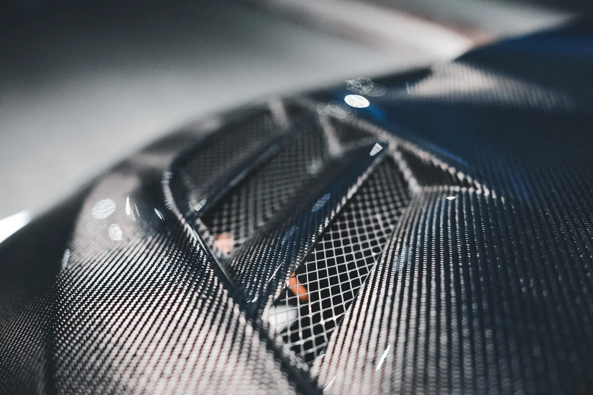 Carbon fibre engine cover detail